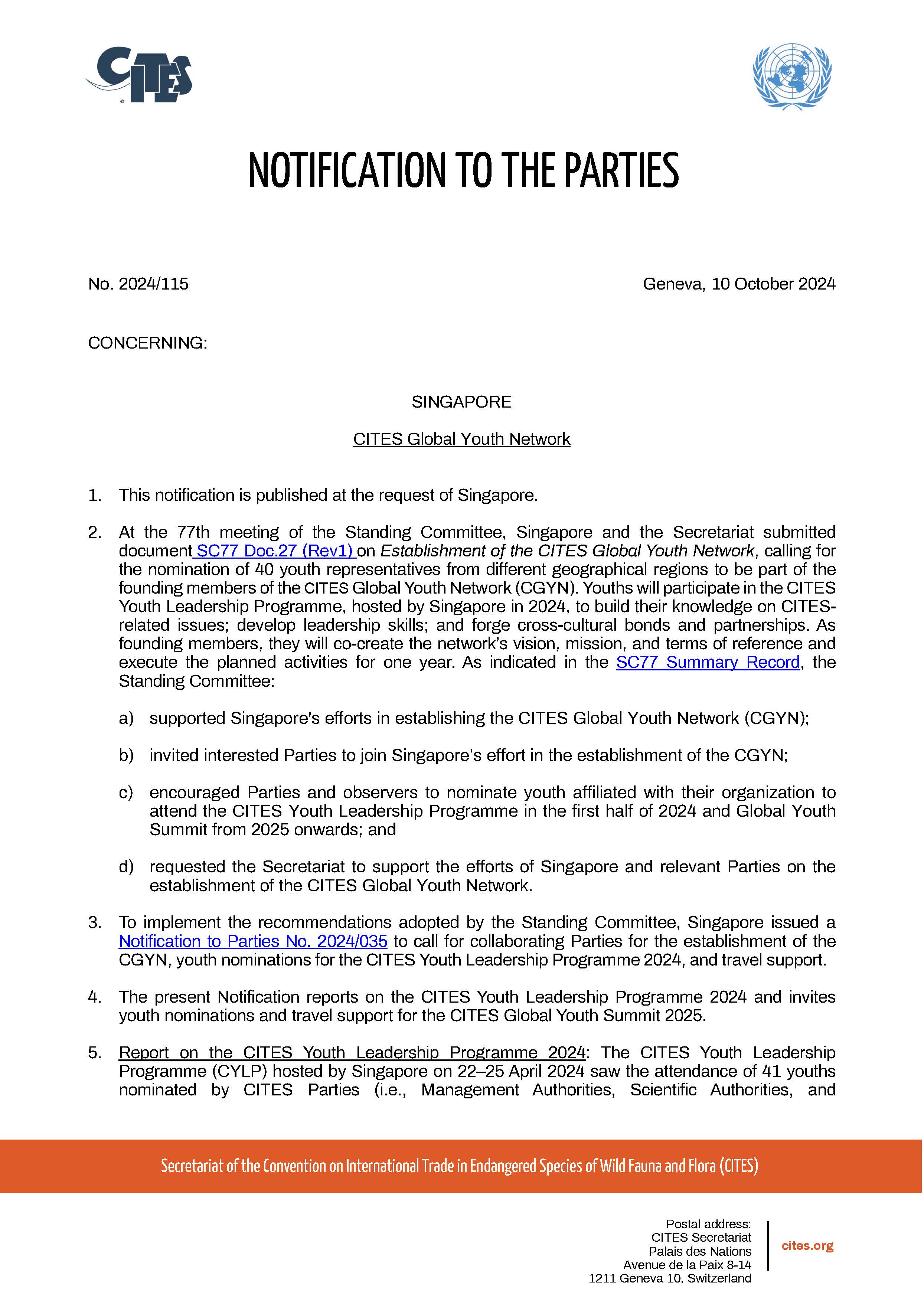 รายละเอียดโครงการ CITES Global Youth Page 1