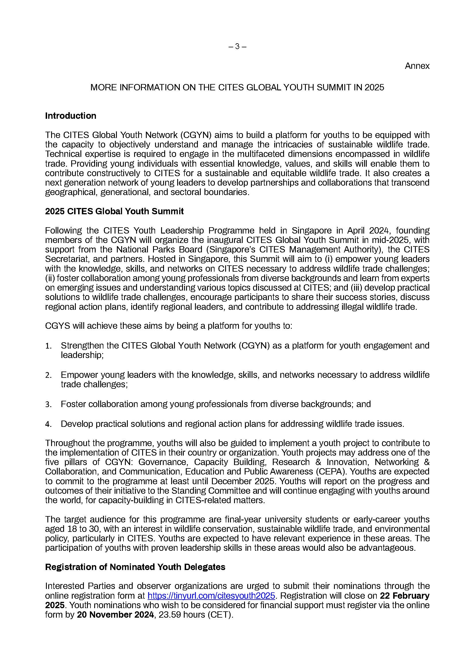 รายละเอียดโครงการ CITES Global Youth Page 3